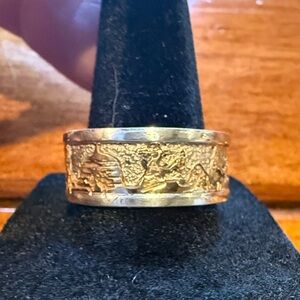 Navajo men’s story teller ring on 925 silver and 12k gold signed